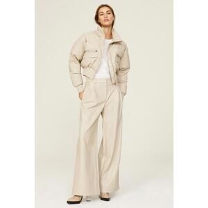 Saunders x RTR Faux Leather Puffer Jacket Size M Off White